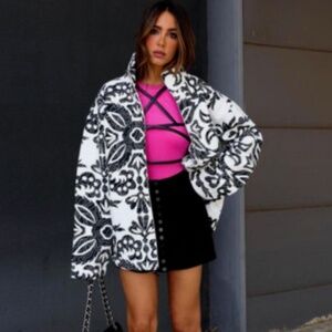 NWT ZARA QUILTED PRINTED JACKET COAT M